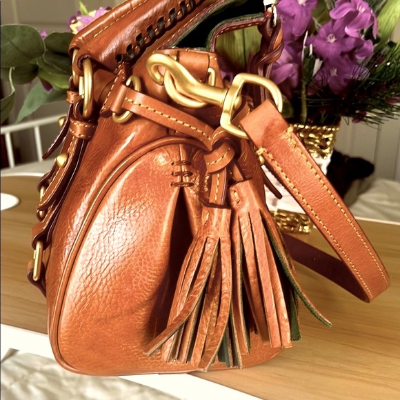 👜 Dooney & Bourke Vtg Florentine Leather Satchel with Gold Hardware  10x9x4.5” - Picture 13 of 17